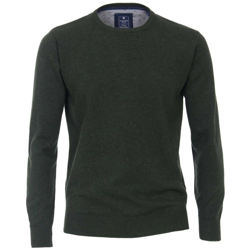 REDMOND CASUAL REGULAR FIT PULLOVER MEN DARK GREEN ROUND NECK